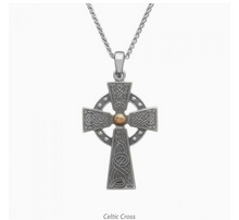 Load image into Gallery viewer, Boru® Antique Silver Cross Celtic Warrior ® – Medium with Rose Gold Plated Bead