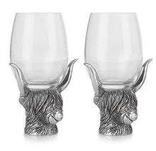 Load image into Gallery viewer, A.E. Williams Highland Cow Wine Glass Set