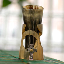 Load image into Gallery viewer, Boru Large Wood Quay Cross with 18K Gold Bead