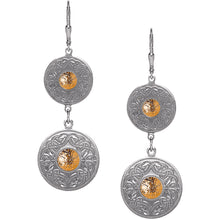 Load image into Gallery viewer, Boru Celtic Warrior Drop Double Disc Earrings with Gold Bead