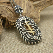 Load image into Gallery viewer, Boru Echos Celtic Ogham Gra Sterling Silver & 10K Gold Necklet