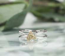 Load image into Gallery viewer, Boru Celtic Trinity Knot Silver & 10K Ladies Ring