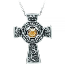 Load image into Gallery viewer, Boru Large Wood Quay Cross with 18K Gold Bead