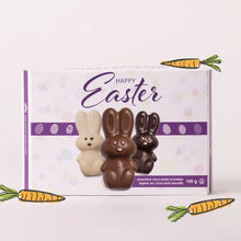 Load image into Gallery viewer, Peace by Chocolate Easter Hollow Bunny 3-Pack 150g