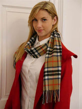 Load image into Gallery viewer, Thompson Camel Lambswool Tartan Scarf