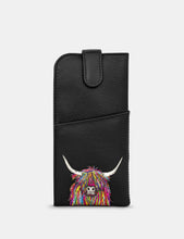 Load image into Gallery viewer, Yoshi Black Highland Cow Leather Glasses Case