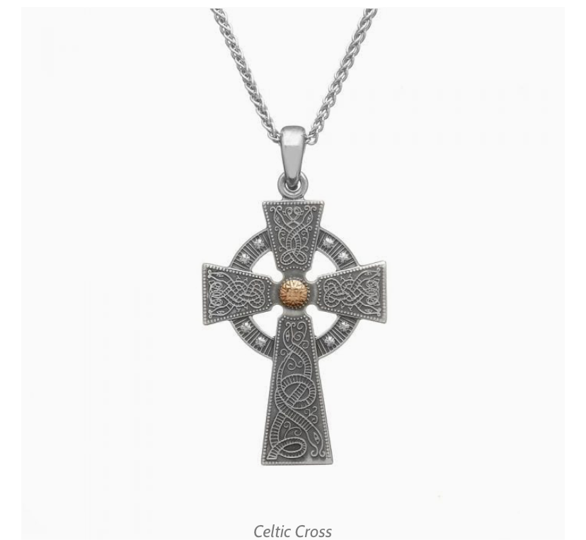 Boru® Antique Silver Cross Celtic Warrior ® – Medium with Rose Gold Plated Bead