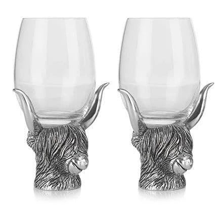 A.E. Williams Highland Cow Wine Glass Set