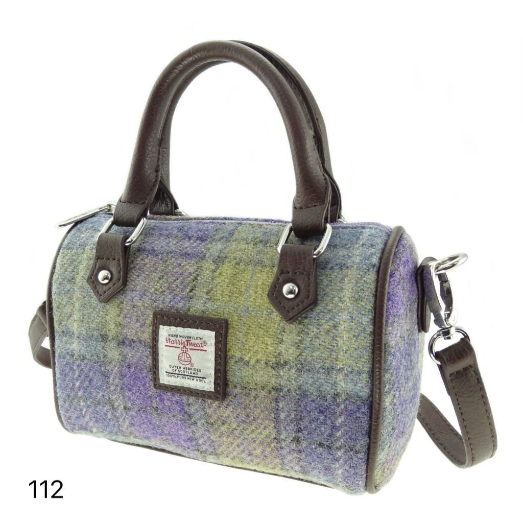 Harris Tweed Kilbride Mini Bowling Handbag with Shoulder Strap (21 Variants)