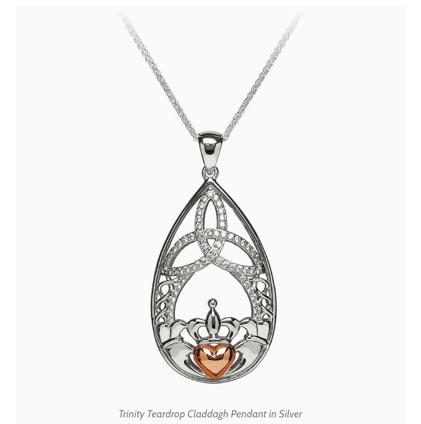 Boru® Trinity Teardrop Claddagh Pendant