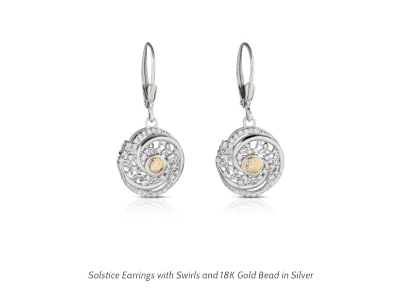 Boru® Solstice Earrings with Swirls and 18K Gold Bead