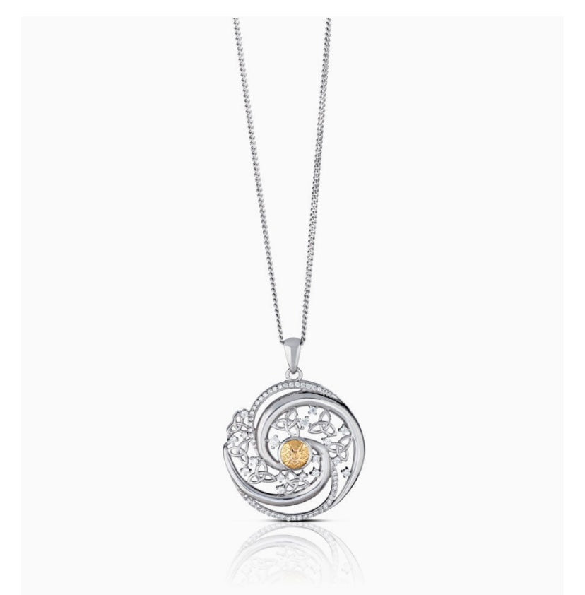 Boru® Winter Solstice Pendant with Swirls and 18K Gold Bead