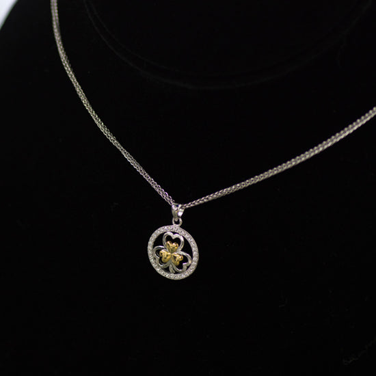 Boru Two Tone Silver Shamrock Pendant with Plating