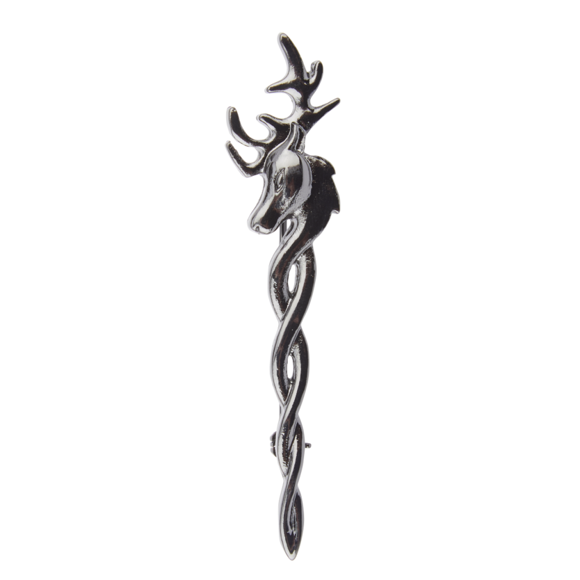 Black Chrome Stag Kilt Pin