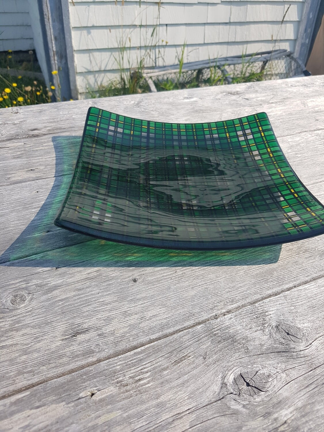 Fused Glass Cape Breton Tartan Large Plate