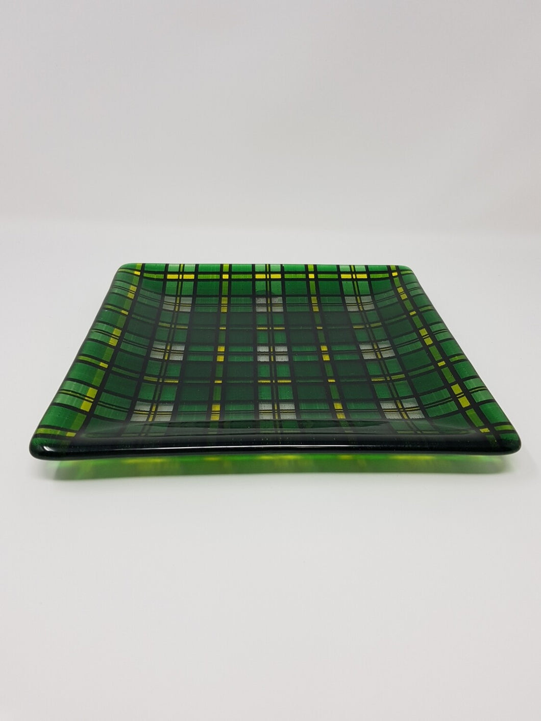 Fused Glass Cape Breton Tartan Medium Plate