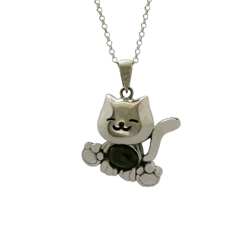 Connemara Marble Sterling Silver Cat Necklace