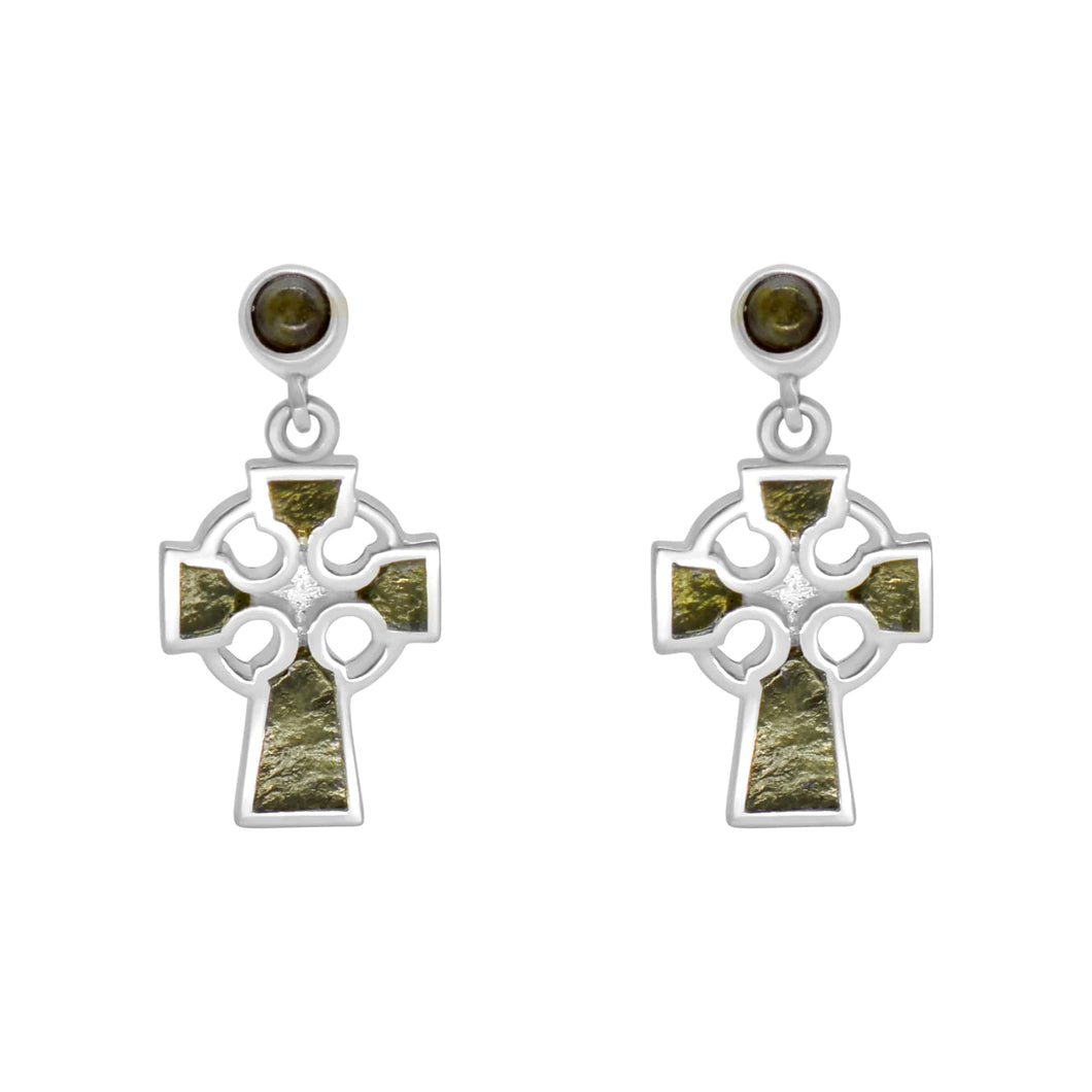 Connemara Marble Celtic Cross Earrings