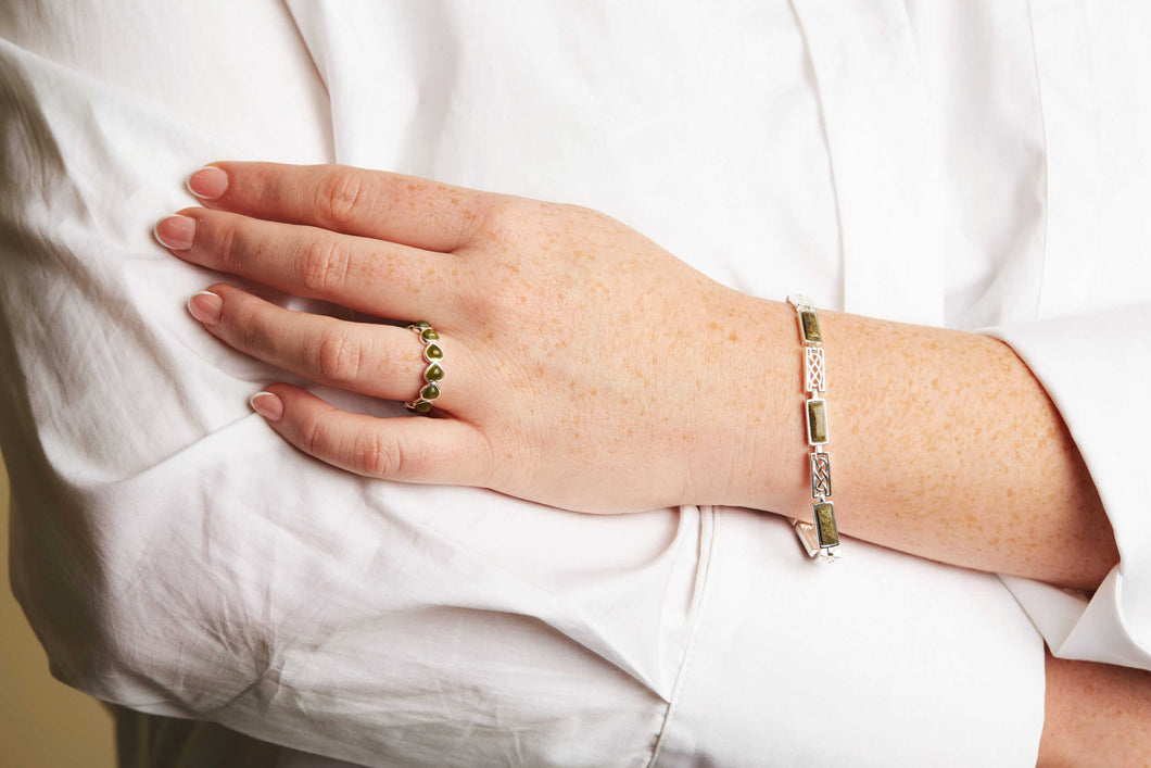 Connemara Marble Celtic Link Silver Bracelet