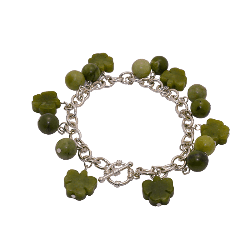 Connemara Marble Shamrock Charm T-Bar Bracelet