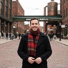 Load image into Gallery viewer, Dark Maple Lambswool Tartan Scarf
