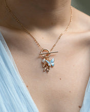 Load image into Gallery viewer, Fable Enamel Blue Butterfly &amp; Leaf Charm Necklace
