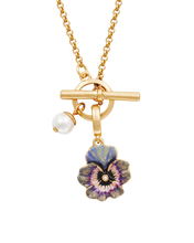 Load image into Gallery viewer, Fable Gold Pansy &amp; Pearl Toggle Necklace
