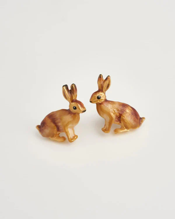 Fable Enamel Rabbit Stud Earrings