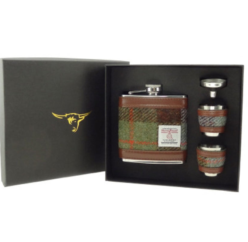 Harris Tweed 6oz Flask Gift Set