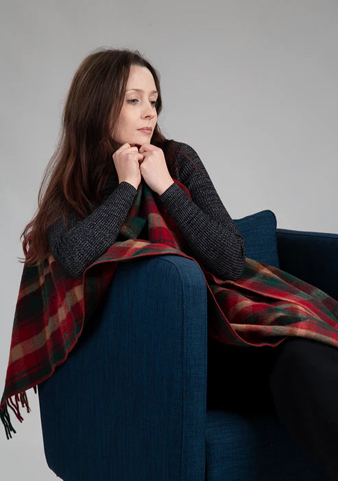 Patrick King Merino Wool Canadian Dark Maple Tartan Knee Blanket