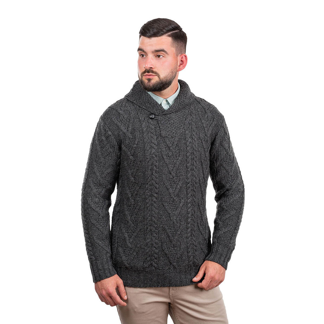 Saol Knitwear Men’s Shawl Collar Single Button Sweater
