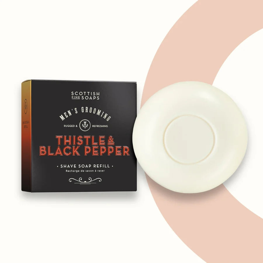 The Scottish Fine Soaps Co Thistle & Black Pepper Shave Soap Refill 100g