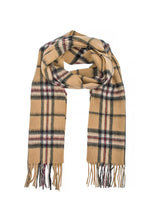 Load image into Gallery viewer, Thompson Camel Lambswool Tartan Scarf
