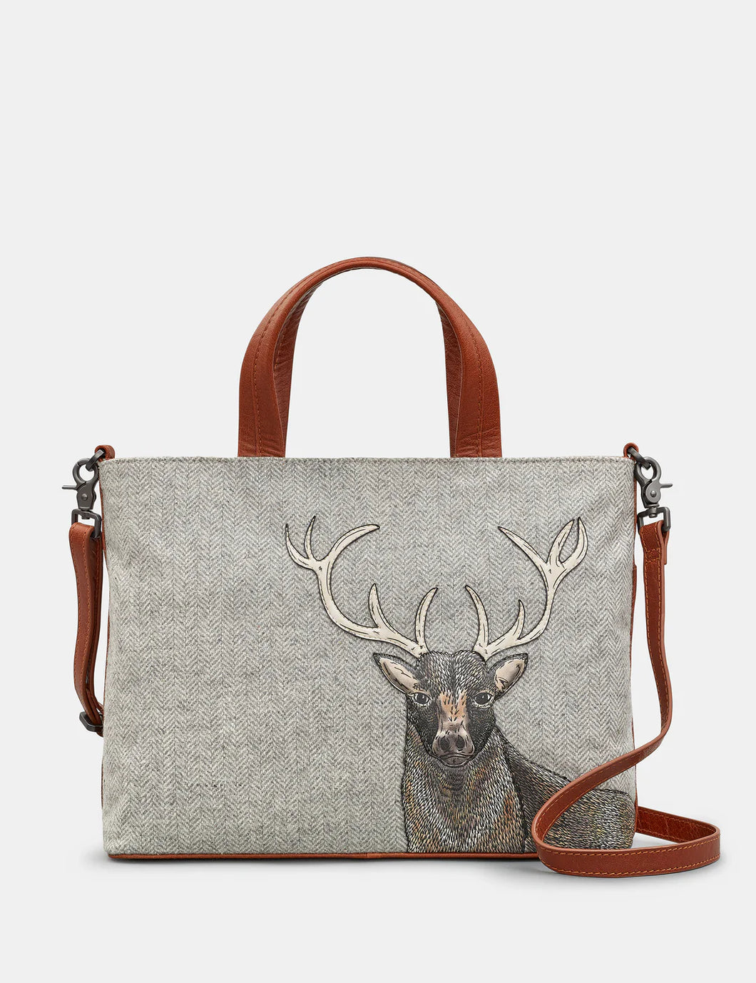 Yoshi Stag Tweed & Leather Multiway Grab Bag