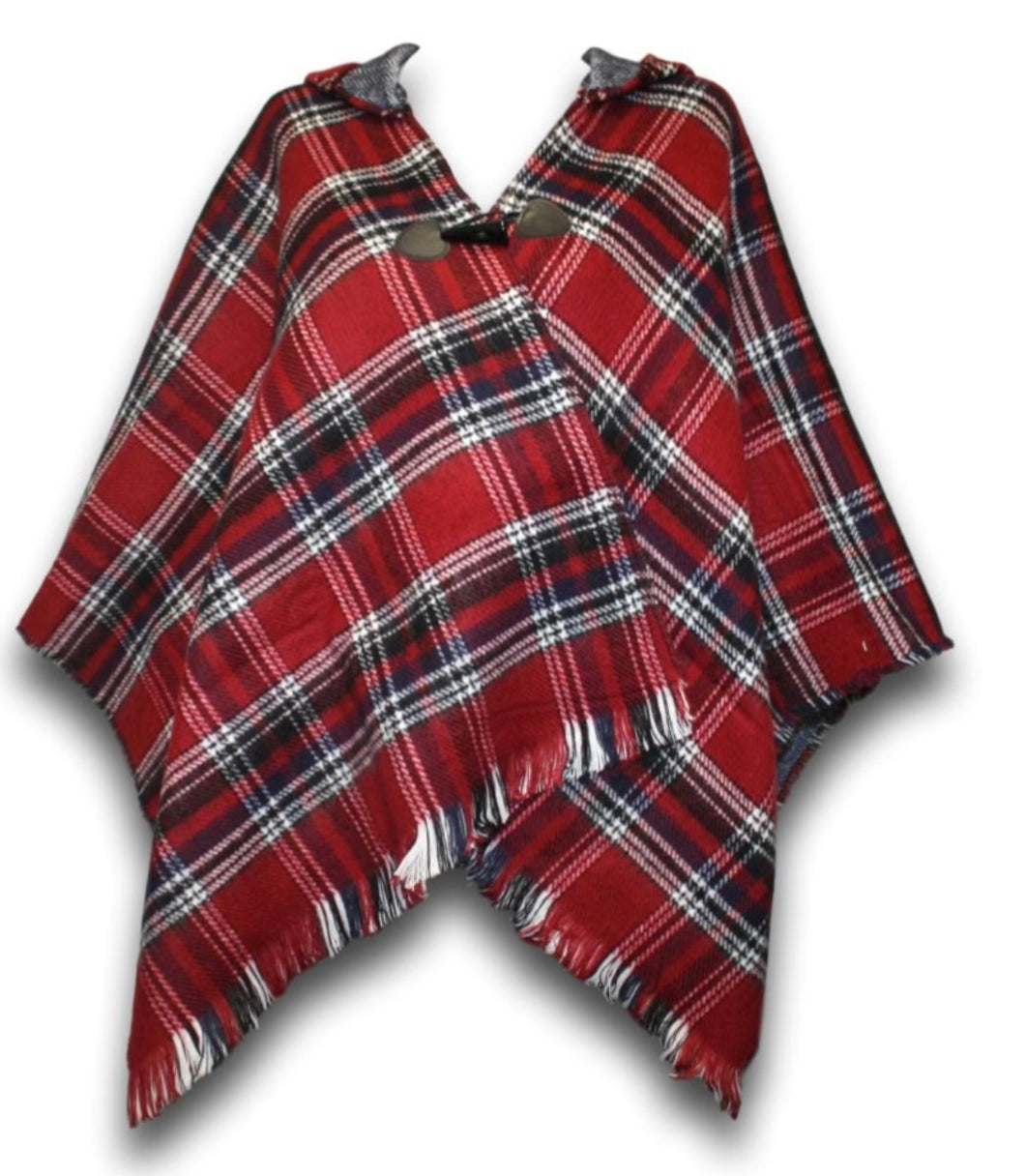 Tartan Poncho With Hood